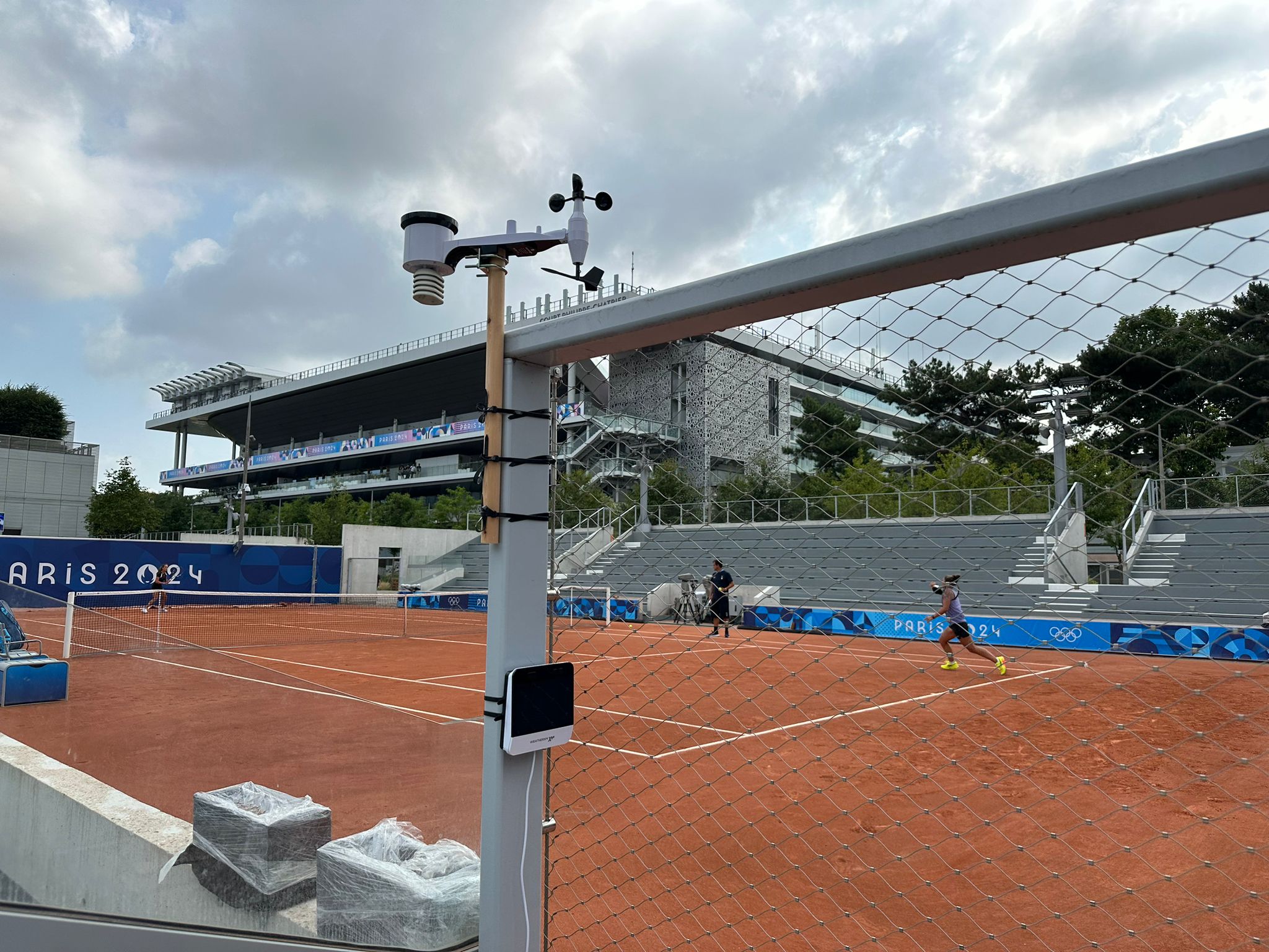 Weather monitoring equipment at an outdoor venue